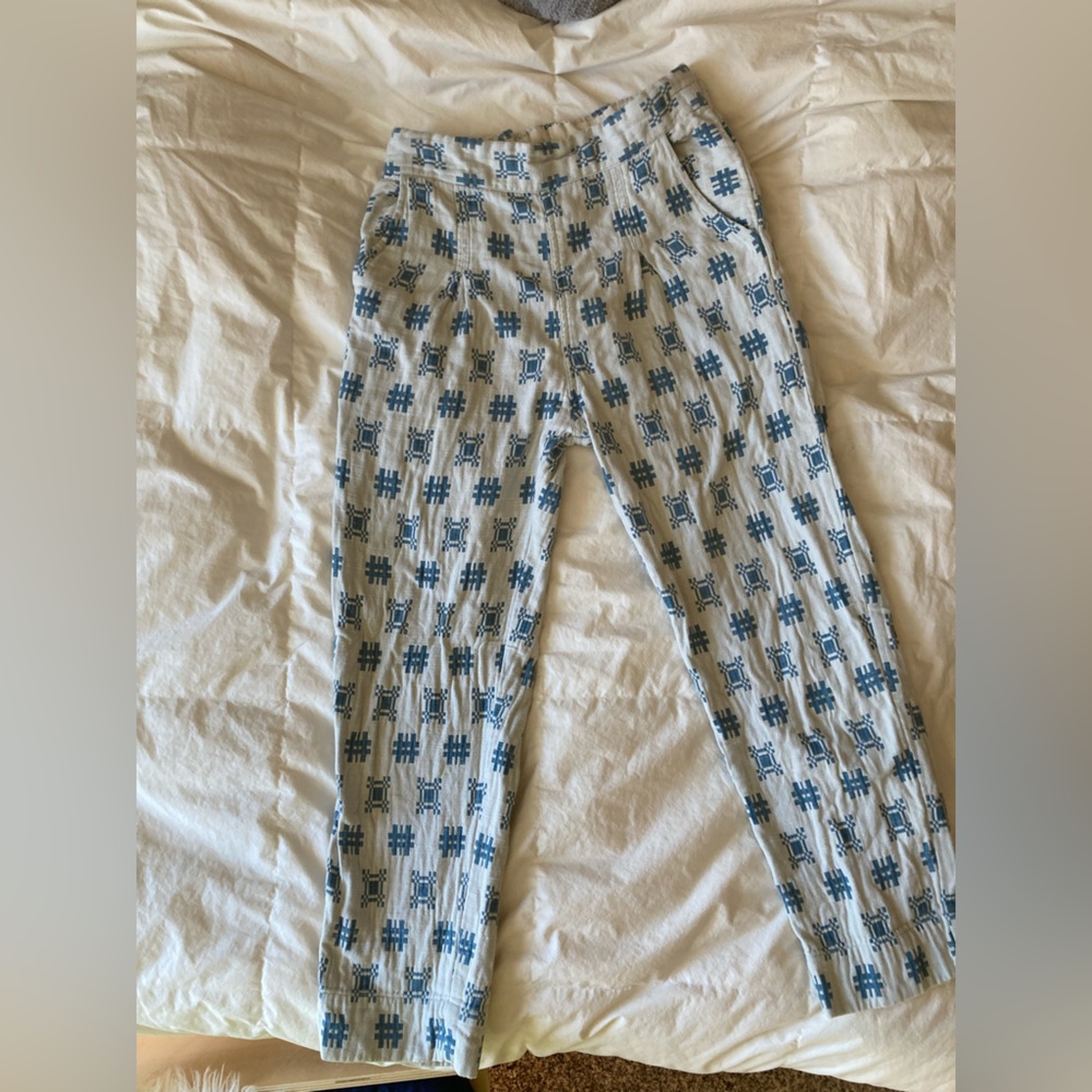 Denim mosaic pull on pants